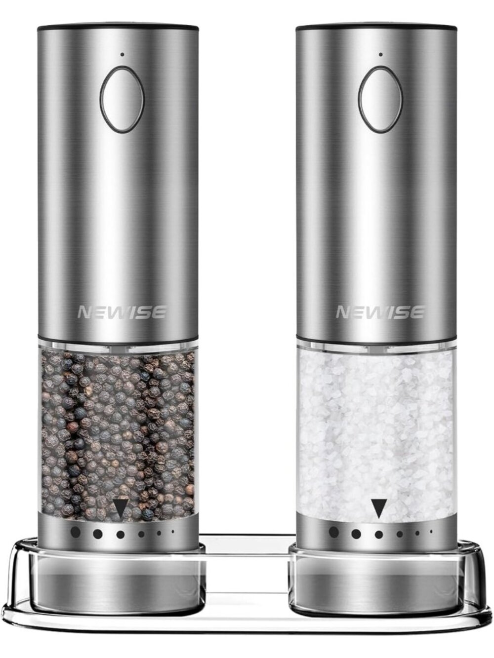 Rechargeable Stainless Steel Electric Salt & Pepper Grinder Set - Adjustable